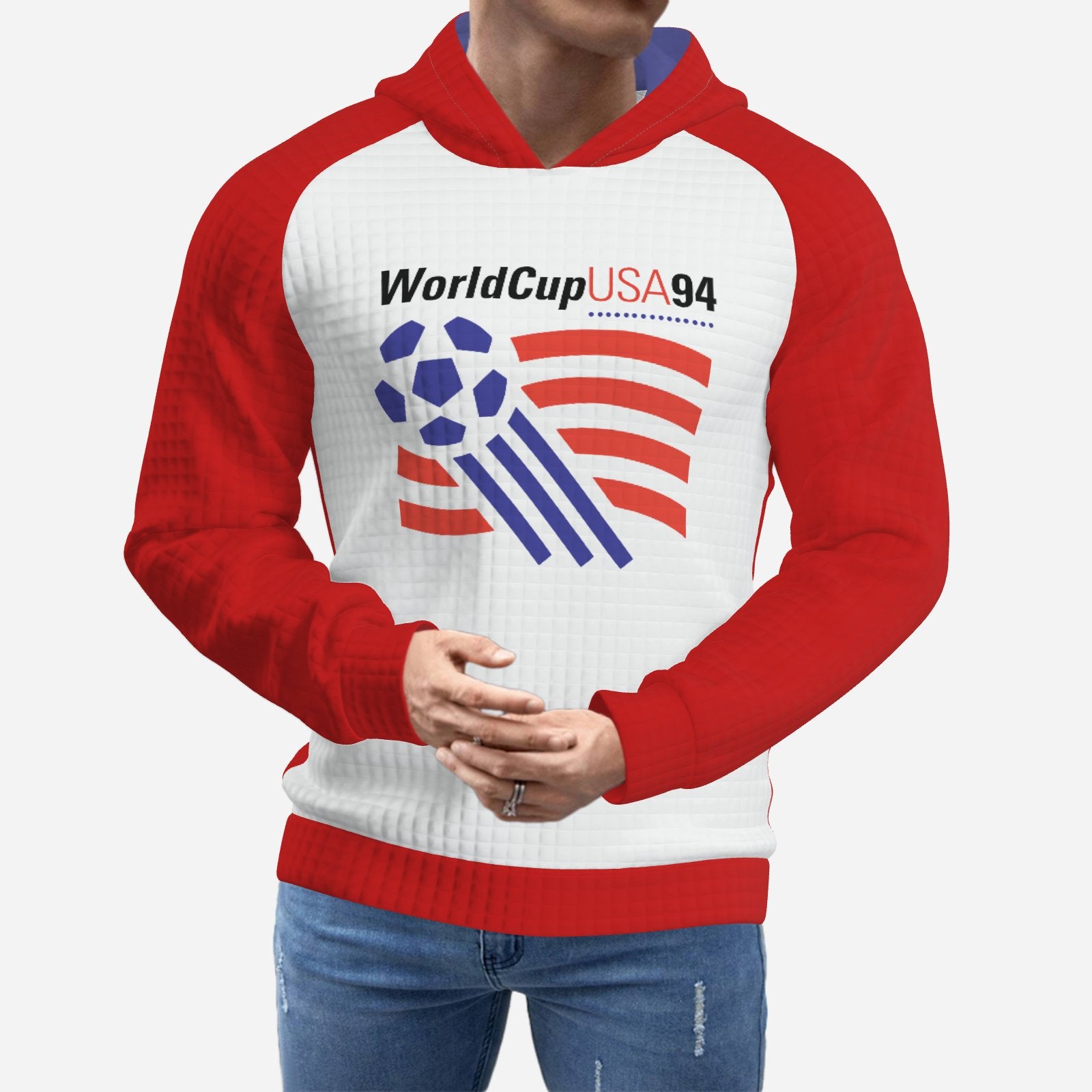 World Cup USA 1994 All-Over Print Men's Raglan Slim Pullover Hoodie Long Sleeve