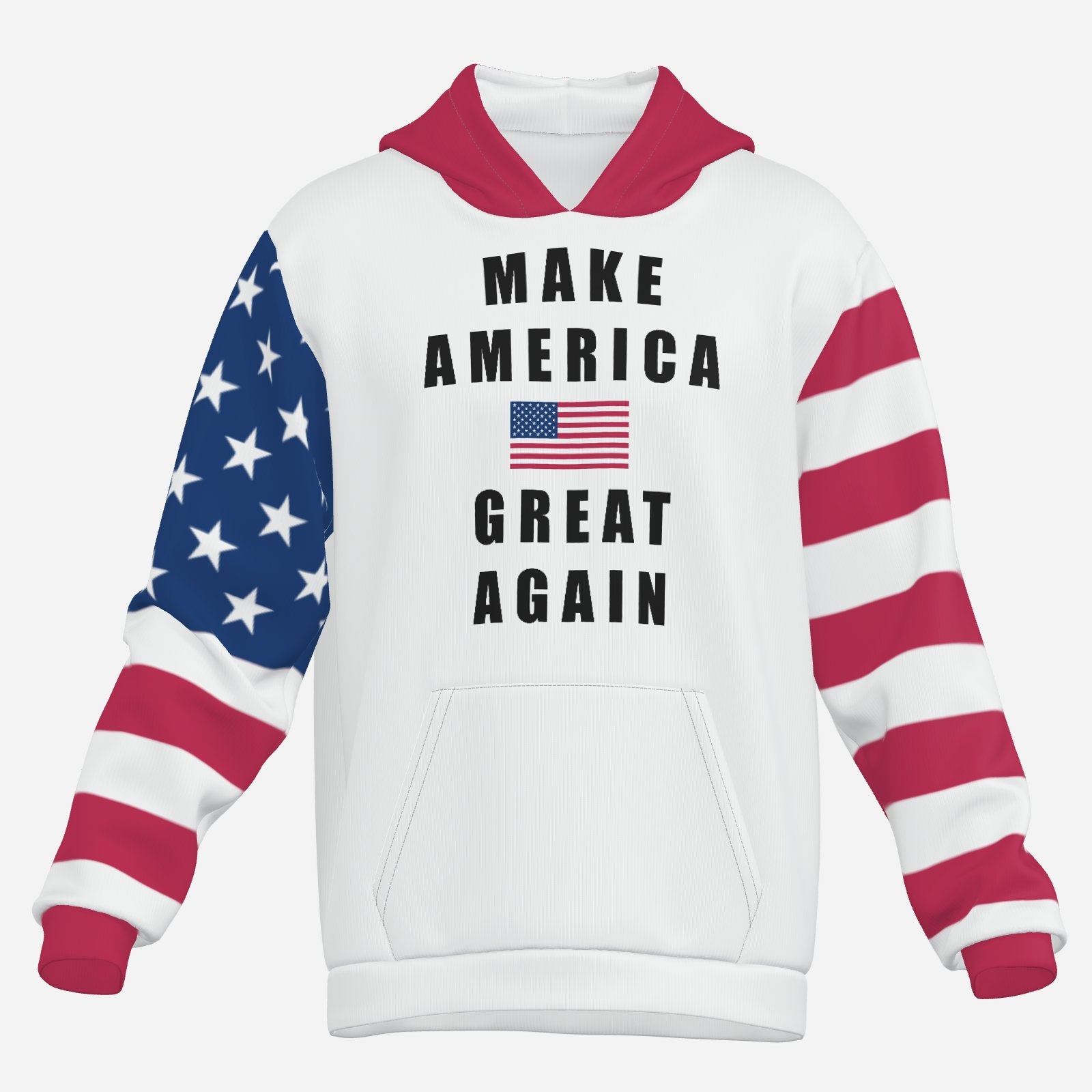 MAGA Patriotic USA All-Over Print Men's Thick Pullover Hoodie