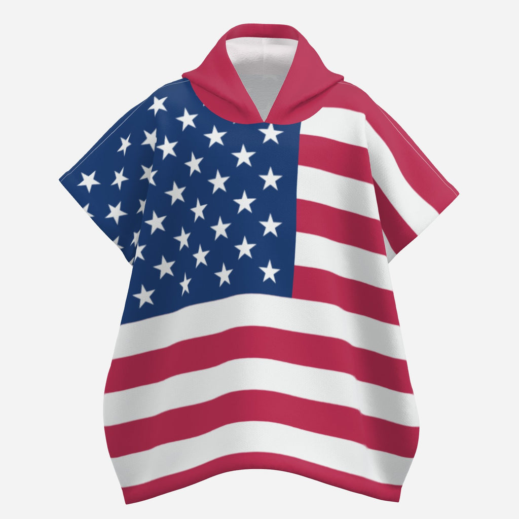 All-Over USA Flag Print Kids Towel with Hood & Rabbit Ears