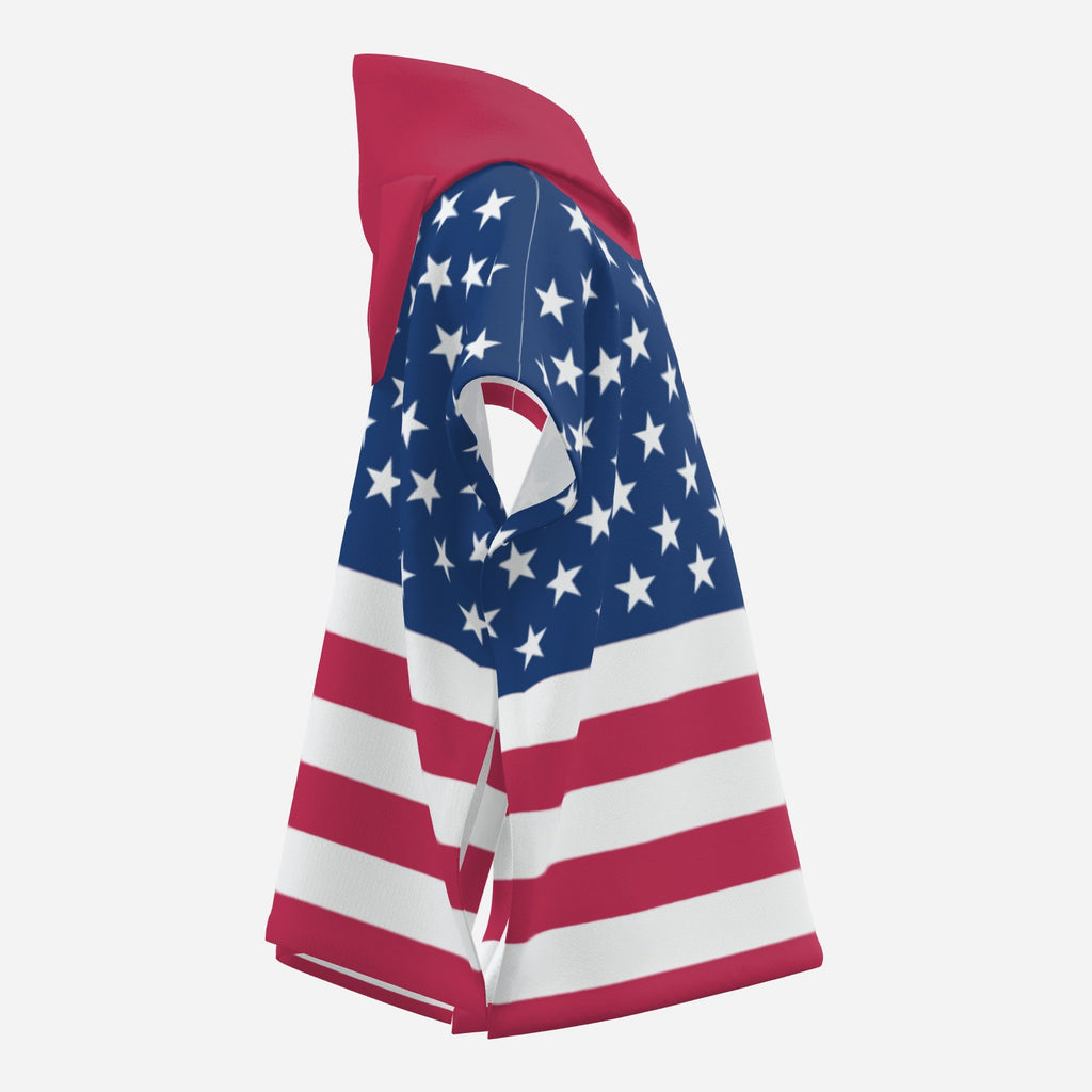 All-Over USA Flag Print Kids Towel with Hood & Rabbit Ears