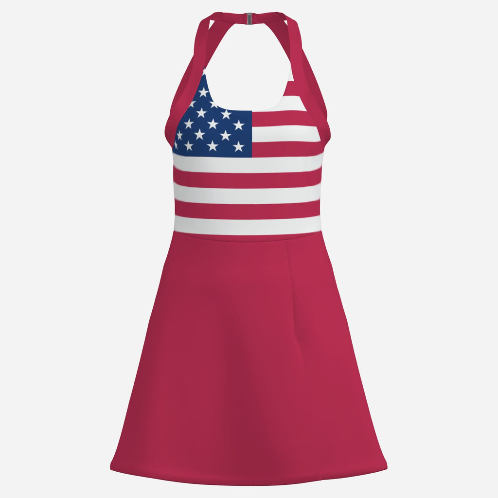 All-Over Print Women's Tennis/Golf/Workout Dress Built-In Shorts in Patriotic USA Colors