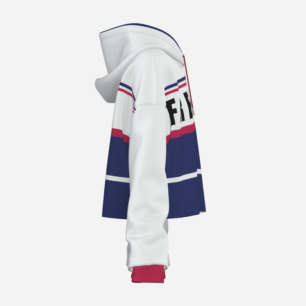 Freedom Women's Premium High-Elastic Hoodie Crop Top-Fuchsia Cap Rope