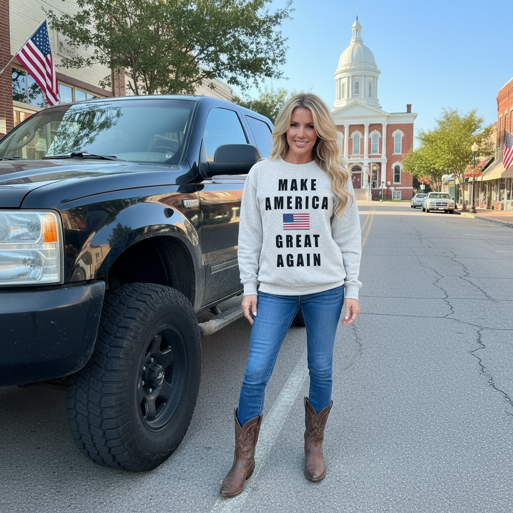 MAKE AMERICA GREAT AGAIN Cotton Unisex White Sweatshirt