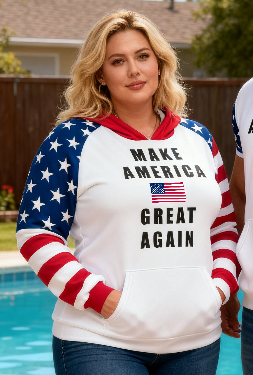 MAGA Patriotic USA All-Over Print Men's Thick Pullover Hoodie